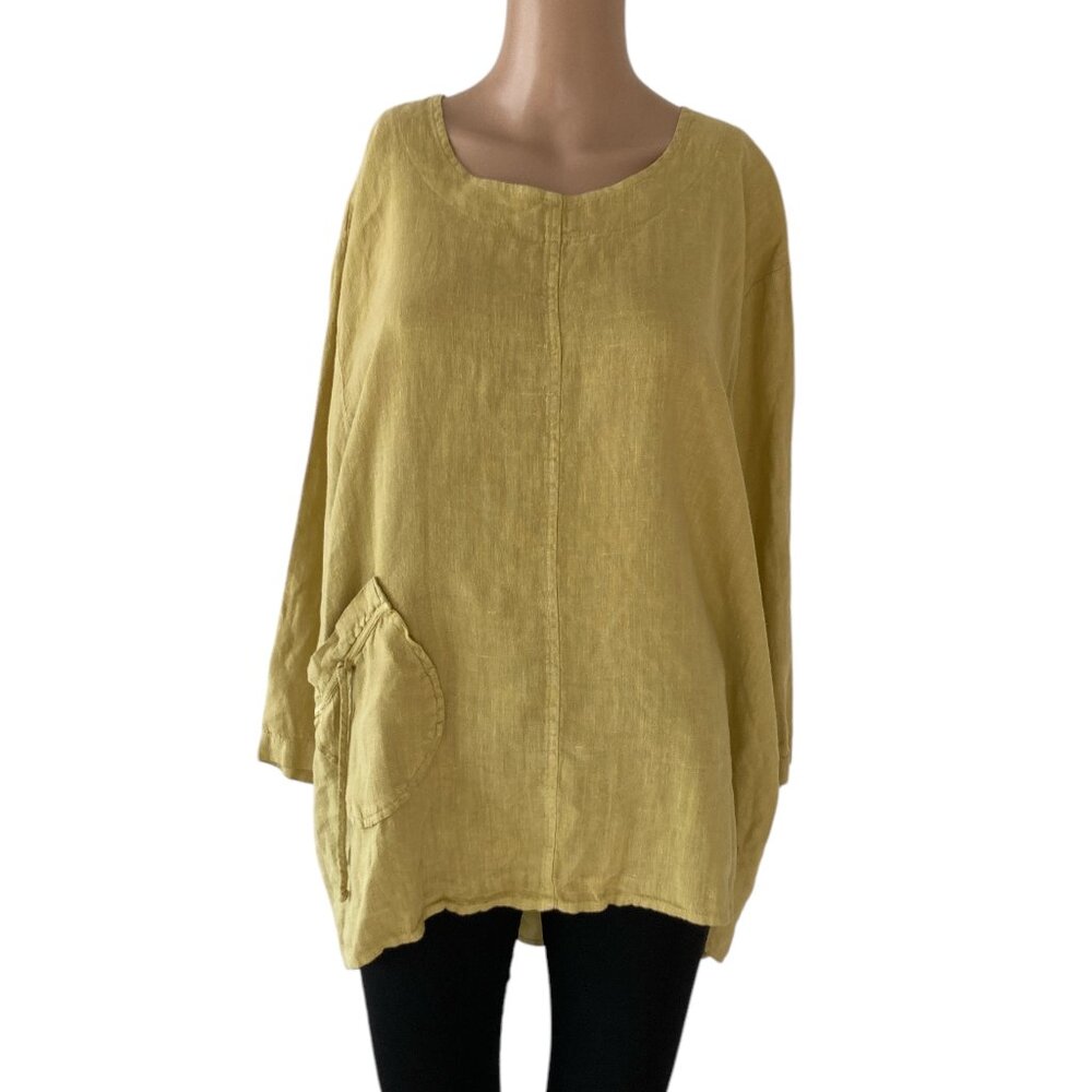 Mosaic Linen Split Pea Size M/L Tunic Top